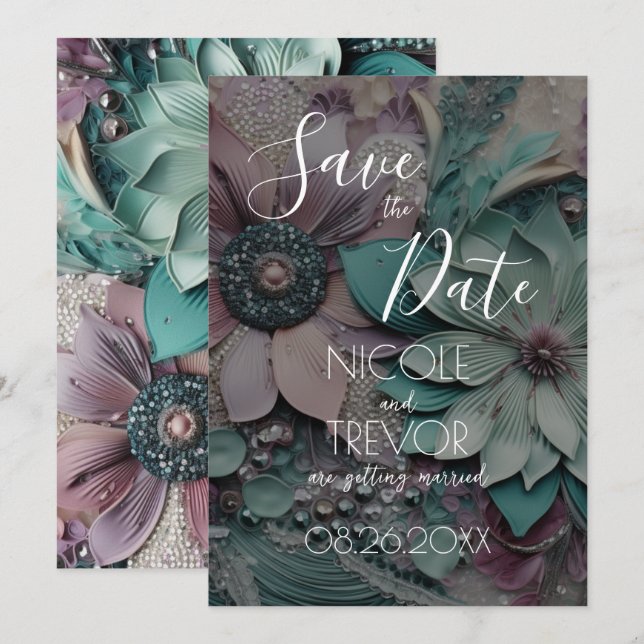 Save The Date Créez votre propre - Fleurs de papier (Devant / Derrière)