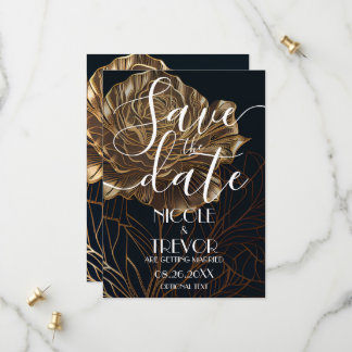 Save The Date Créez Votre Propre Mariage Fleur Or Noir