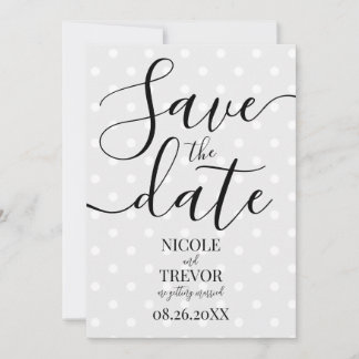 Save The Date Créez Votre Propre Mariage Gris Rétro à Points Wed