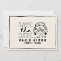 Crème et noir whimsar dessiné à la main voiture