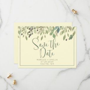 Save The Date Crème Moderne & Eucalyptus Enregistrer La Date