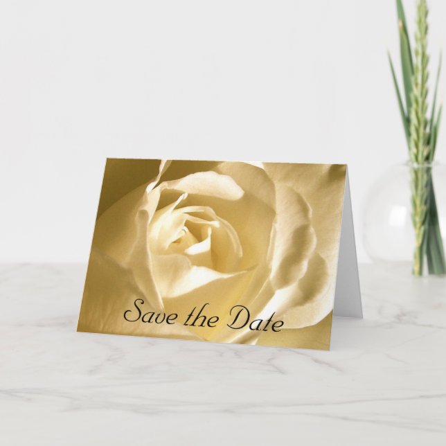 Save the Date Creme Rose Foto Ankündigung (Vorderseite)