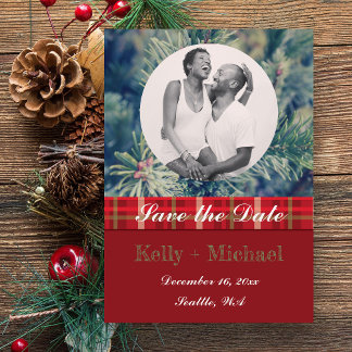 Save The Date Crimson & À feuillage persistant Flat Enregistrer 