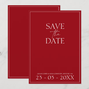Save The Date Crimson rouge minimal mariage Script Enregistrer l