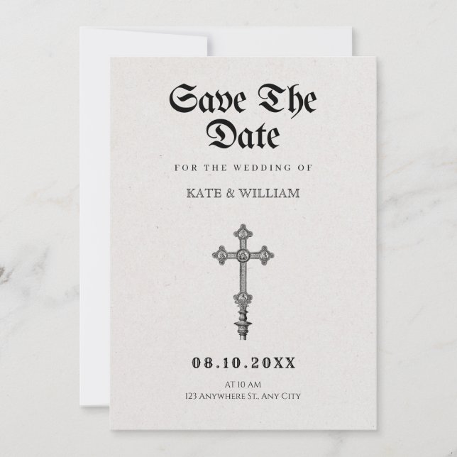 Save The Date Croix gothique (Devant)