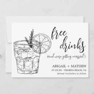 Save The Date Croquis de cocktail moderne drôle Photo de mariage