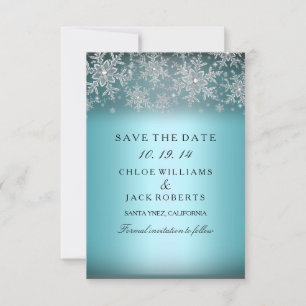 Save The Date Crystal Snowflake Blue Winter Enregistrer La Date