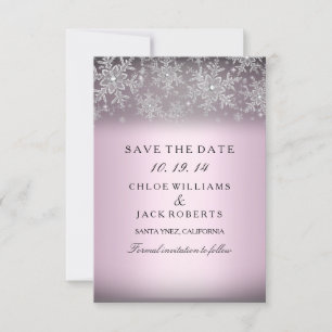 Save The Date Crystal Snowflake Pink Winter Enregistrer La Date