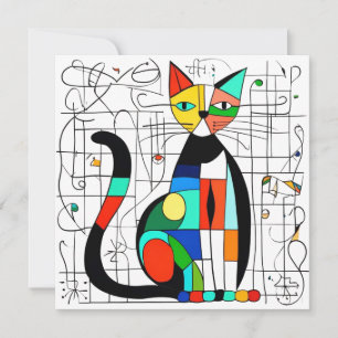 Save The Date Cubisme Abstrait coloré d'art de chat