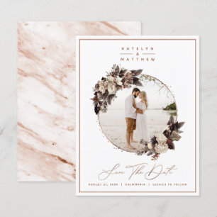 Save The Date Cuivre Floral Rustique encadré Photo & Calligraphi