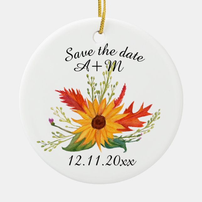 Save the Date Custom Fall Art Ornament (Vorne)