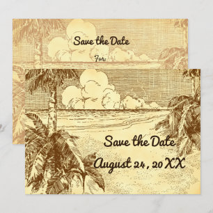 Save the Date Custom Vintag Beach Etching Ankündigung