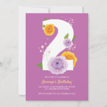 Cute aquarelle Floral Enfants 2e fête d'anniversai