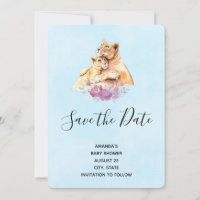 Cute Aquarelle Mère Lion & Baby shower Cub