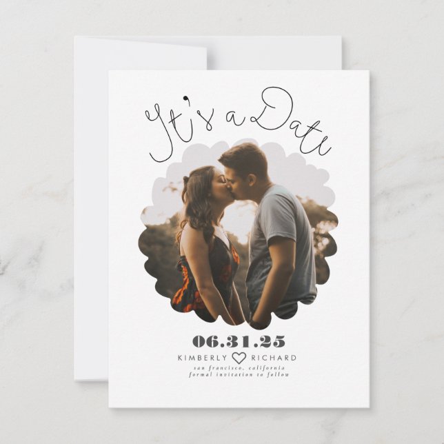 Save The Date Cute Décontracté Simple Enregistrer la photo Date (Devant)