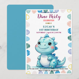 Save The Date Cute DIno Baby Dinosaures 1er anniversaire fête