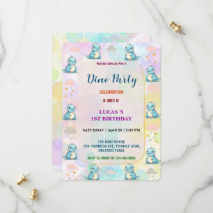 Save The Date Cute DIno fleur sauvage Dinosaures 1er anniversair