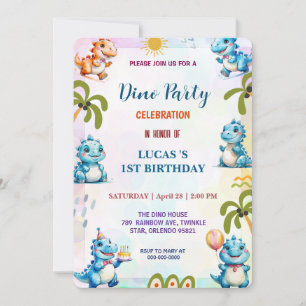 Save The Date Cute DIno fleur sauvage Dinosaures 1er anniversair