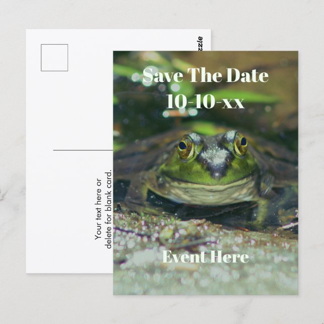 Save The Date Cute Frog Nature  Postkarte (Vorne/Hinten)