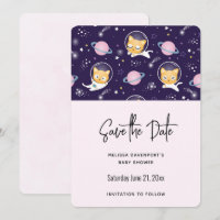 Cute Kitty Chat Astronauts Motif Sauvez la date