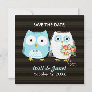 Save The Date Cute Owls Mariage mariée et chambre Enregistrer la