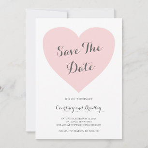 Save The Date Cute Pastel Pink Mariage de typographie du coeur