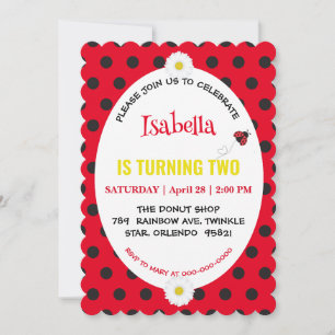 Save The Date Cute Polka dot Ladybug Daisy Anniversaire de enfan