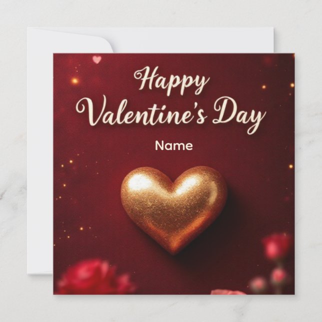 Save The Date Cute Red floral & Coeurs roses Saint Valentin (Devant)