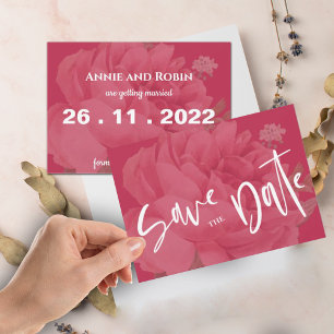 Save The Date Cute Viva Magenta Rose Floral Minimaliste Mariage