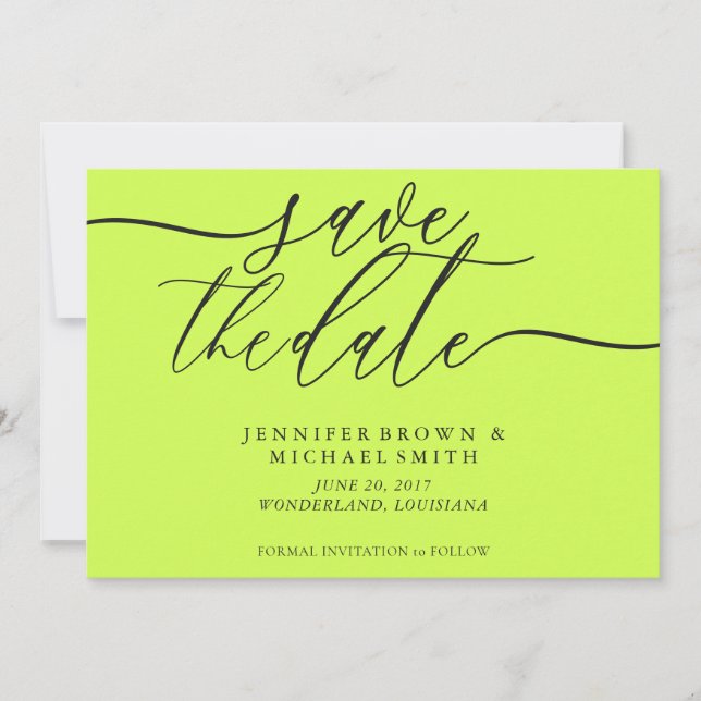 Save The Date Cyber Lime Jet Black Wedding Save Date Photo (Devant)