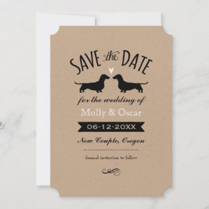 Save The Date Dachshund Chien Silhouettes Mariage Enregistrer la