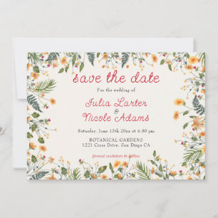 Save The Date Daffodiles botaniques Daisy Peony Flowers Mariage