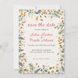 Save The Date Daffodiles botaniques Daisy Peony Flowers Mariage