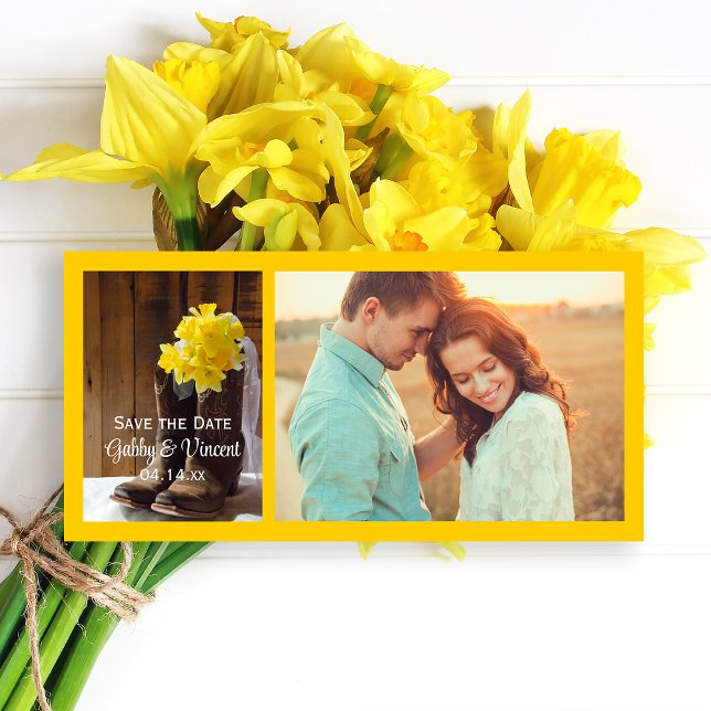 Save The Date Daffodils et Bottes de cowboy Mariage Enregistrer  (Créateur téléchargé)