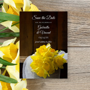 Save The Date Daffodils rustiques Printemps Grange Mariage Enreg