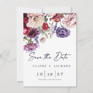 Save The Date Dahlia Bouquet Fleur d'Automne Enregistrer la Date