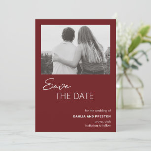 Save The Date Dahlia Burgundy Contemporain Mariage moderne