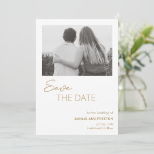 Save The Date Dahlia Gold Contemporary Modern Mariage