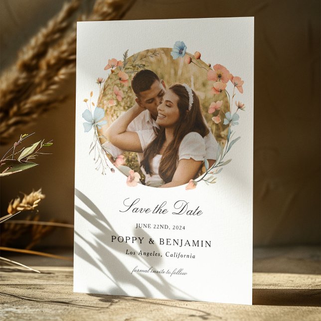 Save The Date Dainty Floral Fleur sauvage Mariage (Créateur téléchargé)