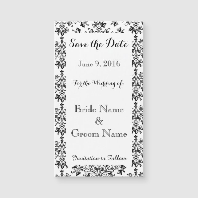 Save the Date Daisy Damask benutzerdefinierte Magn Magnetkarte (Vorderseite)