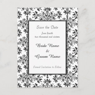 Save the Date Daisy Damask Postcard Ankündigungspostkarte