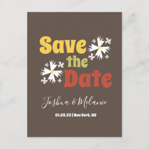 Save the Date Daisy Groovy Floral Postkarte