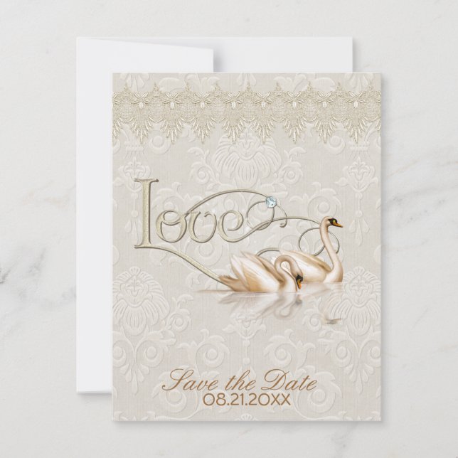 Save The Date Damask Elegance (Devant)