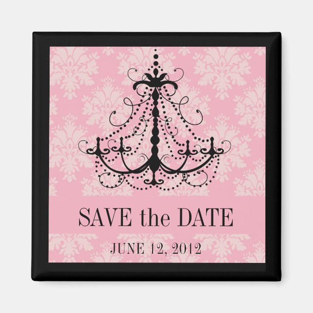 Save the Date Damask Khandelier Wedelmagnete Magnet (Vorne)