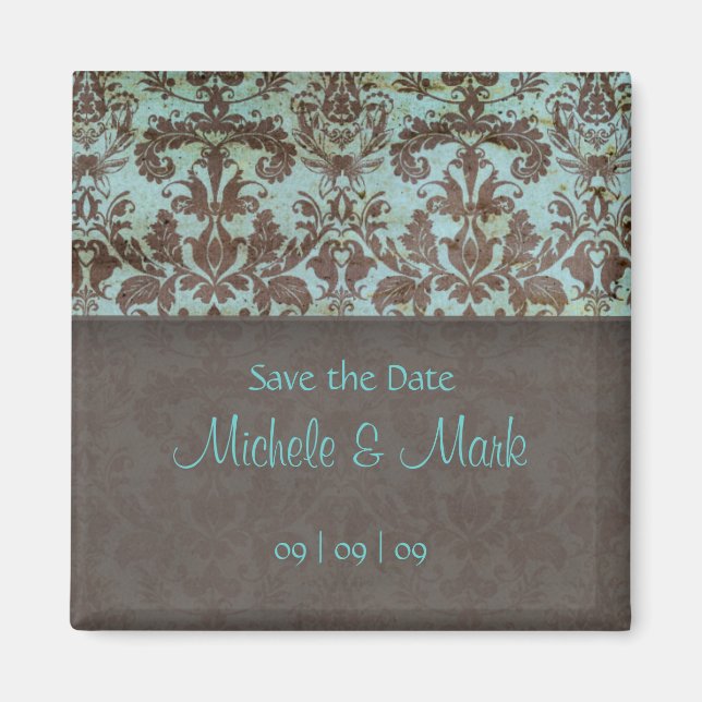 Save the Date Damask Magnet 2b (Vorne)