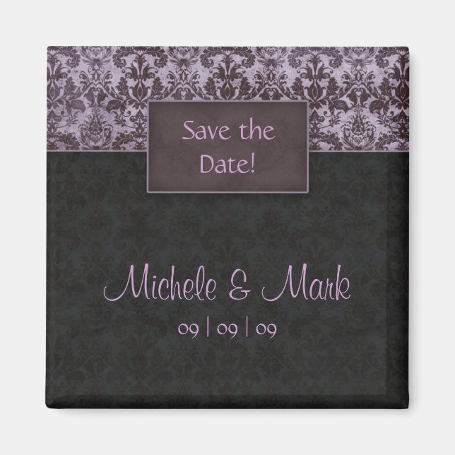 Save the Date Damask Magnet Lila (Vorne)