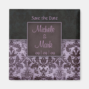 Save the Date Damask Magnet Lila