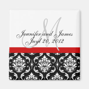 Save the Date Damask Monogram Wedding Magnet