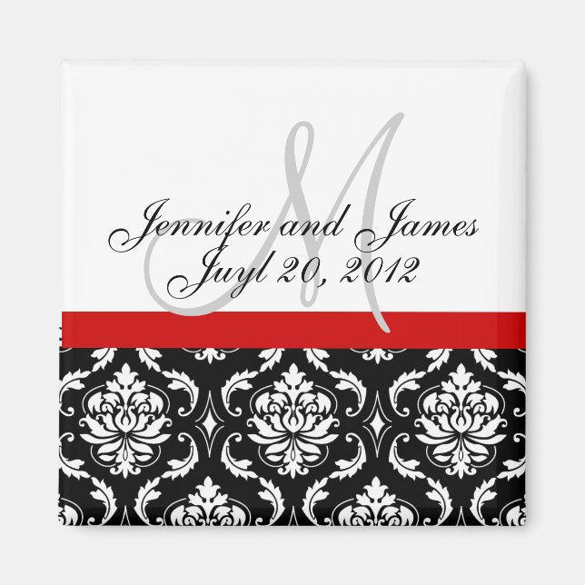 Save the Date Damask Monogram Wedding Magnet (Vorne)