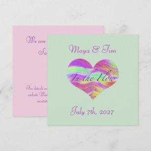 Save The Date Dans le flux de l'amour Rose Vert Cœur